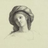 18th/19th century pencil drawing, study of a maiden, inscribed Marchettini, sheet size 12" x 9",