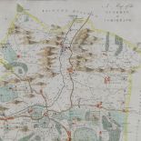 An Antique hand coloured map, the hundred of Codsheath (Sevenoaks), 18" x 15", framed