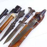 A Thai bronze ceremonial dagger, an Indian brass-mounted dagger, a spike bayonet etc (5)