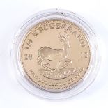 A South Africa 2012 gold 1/4 Krugerrand proof coin