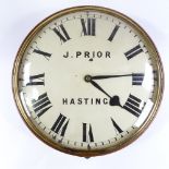 A 19th century mahogany-cased shop dial wall clock, painted dial signed J Prior of Hastings, with