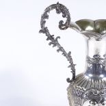 A large Continental silver 2-handled fluted baluster vase, with cast-silver acanthus handles, and