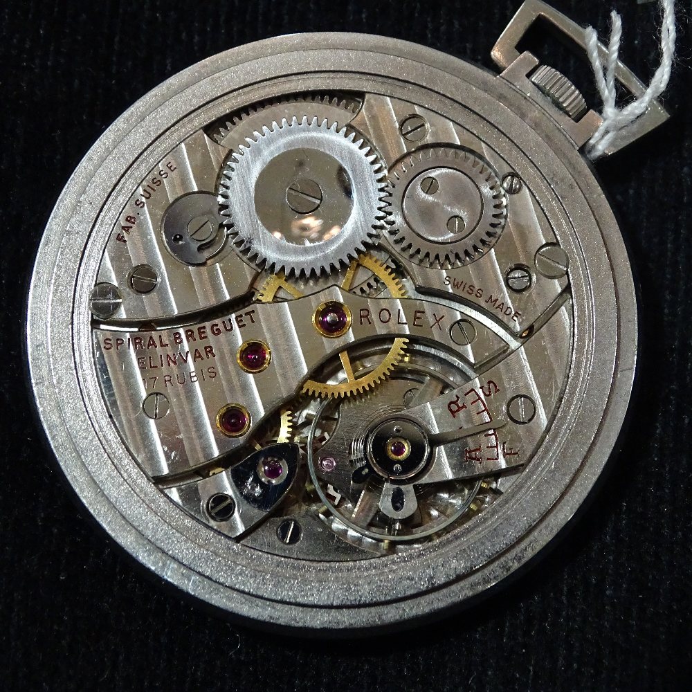 A rare Rolex Precision pocket watch, stainless steel case, with 17 ruby movement and subsidiary - Image 7 of 8