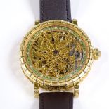 A Noble Design Omega Legacy wristwatch, gold plated case, with mechanical movement and spider web