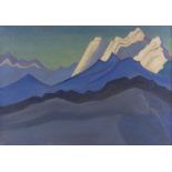 Oil on canvas, Himalayas, unsigned, 20" x 28", framed