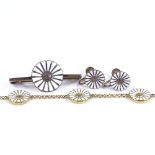 Georg Jensen Danish silver and enamel daisy pattern jewellery, including brooch, bracelet (A/F)