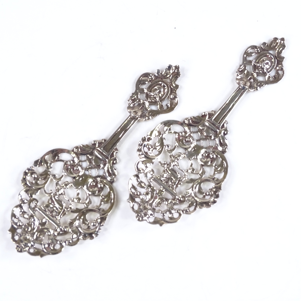 A pair of Edwardian pierced silver spoons, by James Dixon & Sons, hallmarks Sheffield 1906/7, length - Image 2 of 3