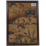 Ghidty Chidt (Australian), Aboriginal paper bark painting, original label verso, 12.5" x 9", framed