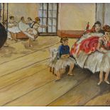 Mid-20th century oil on canvas, the ballet class, indistinctly signed, 24" x 32", framed