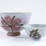 Poh Chap Yeap (1927 - 2007), stoneware bowl with iron spot and flower decoration, diameter 14.5cm,