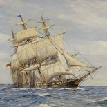 R Bramley, oil on board, Taeping clipper ship at sea, 12" x 16", framed