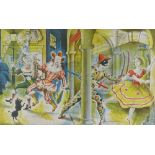 Clarke Hutton, School print, harlequinade, published by the Baynard Press, image size 16.5" x 27",