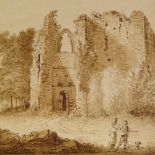 William Orme (act. 1797 - 1819), 4 sepia watercolour wash drawings, castle ruins and landscapes,