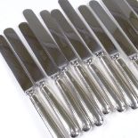 A set of 12 silver-handled knives, with stainless steel blades, by United Cutlers, hallmarks