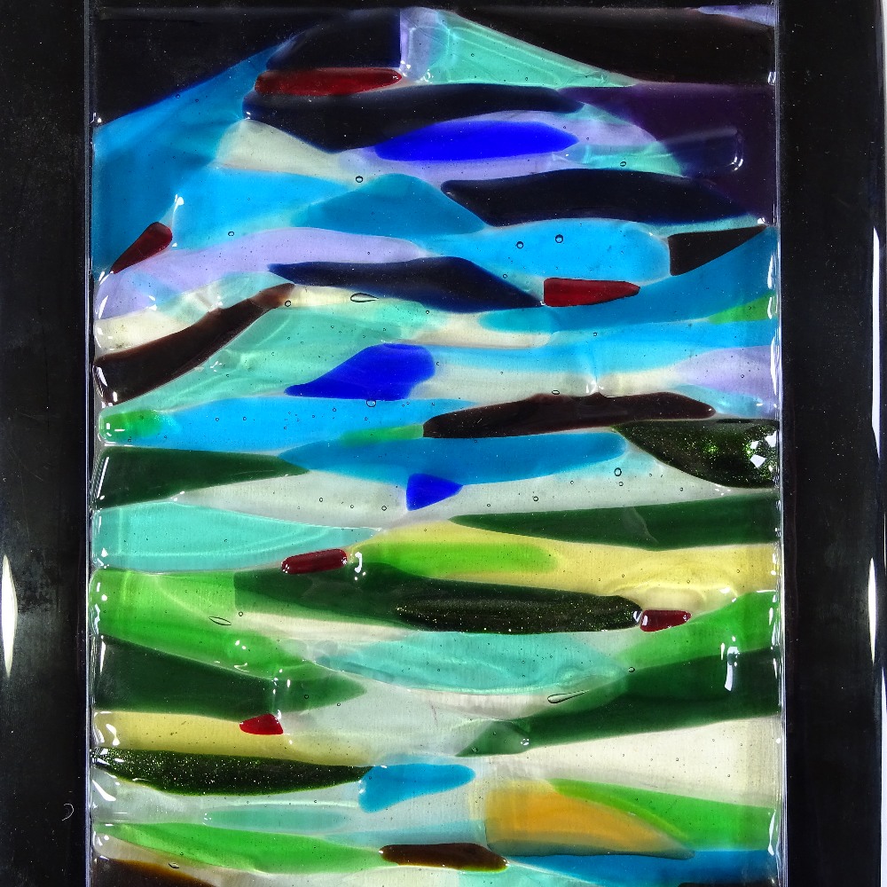 Studio coloured glass hanging sculpture, abstract composition, unsigned, 16" x 9" - Image 3 of 4