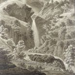 Johann Kaspar Huber (1752 - 1827), monochrome watercolour, der reichenbach, 12" x 9", unframed