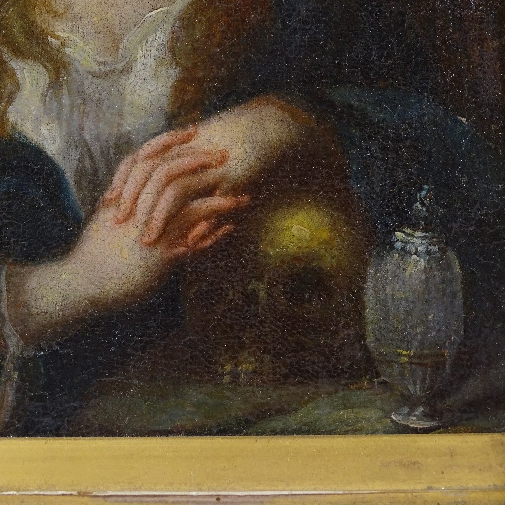 Manner of Guido Reni, 17th/18th century oil on canvas laid on panel, The Penitent Magdalene, 8.5" - Image 3 of 4