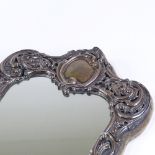 A late Victorian large silver-fronted dressing table mirror, with floral and foliate decoration