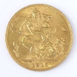 An Edward VII 1910 gold sovereign