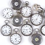 A collection of silver-cased pocket watches, steel-cased watches, movements etc