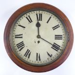 A 19th century mahogany-cased 8-day dial wall clock, with painted dial, overall diameter 44cm