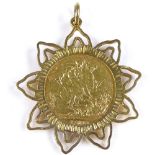 A Victoria 1890 gold sovereign, in 9ct gold pendant mount, 12.5g