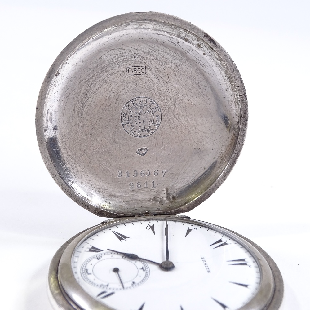 A Turkish silver-cased full hunter side-wind Zenith pocket watch, with subsidiary seconds dial, - Image 2 of 5