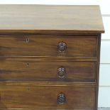 A 19th century mahogany chest of 4 long graduated drawers, on turned feet, width 93cm, height 93cm