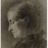 Late 19th century charcoal and chalk, portrait of a woman, indistinctly signed, 17" x 12.5", framed