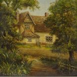 George Fiske (1846 - 1932), pair of oils on canvas, village street scenes, 7" x 10", framed