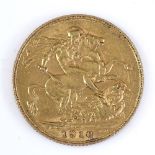 An Edward VII 1910 gold sovereign