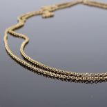 A Victorian 15ct gold double belcher link long guard chain, length 82cm, 31g