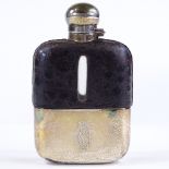 A silver and leather-cased hip flask, by James Dixon & Sons, hallmarks Sheffield 1894/95, length
