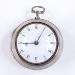 An 18th century silver pair-cased Verge pocket watch, by Thomas Keeley of Battle, case maker marks