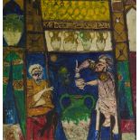 Middle Eastern School, 2 oils on canvas, studies of religious figures, 1 signed M D Al-Saawwadi,