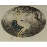 Charles Naillod (1876 - 1941), coloured etching, Ophelia, signed in pencil, plate size 9.5" x 13.5",