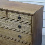 A 19th century mahogany square chest of 3 long and 2 short drawers, width 93cm, height 90cm