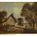 Arthur Davies (1893 - 1988), pair of oils on board, Norfolk scenes, 4" x 8", framed