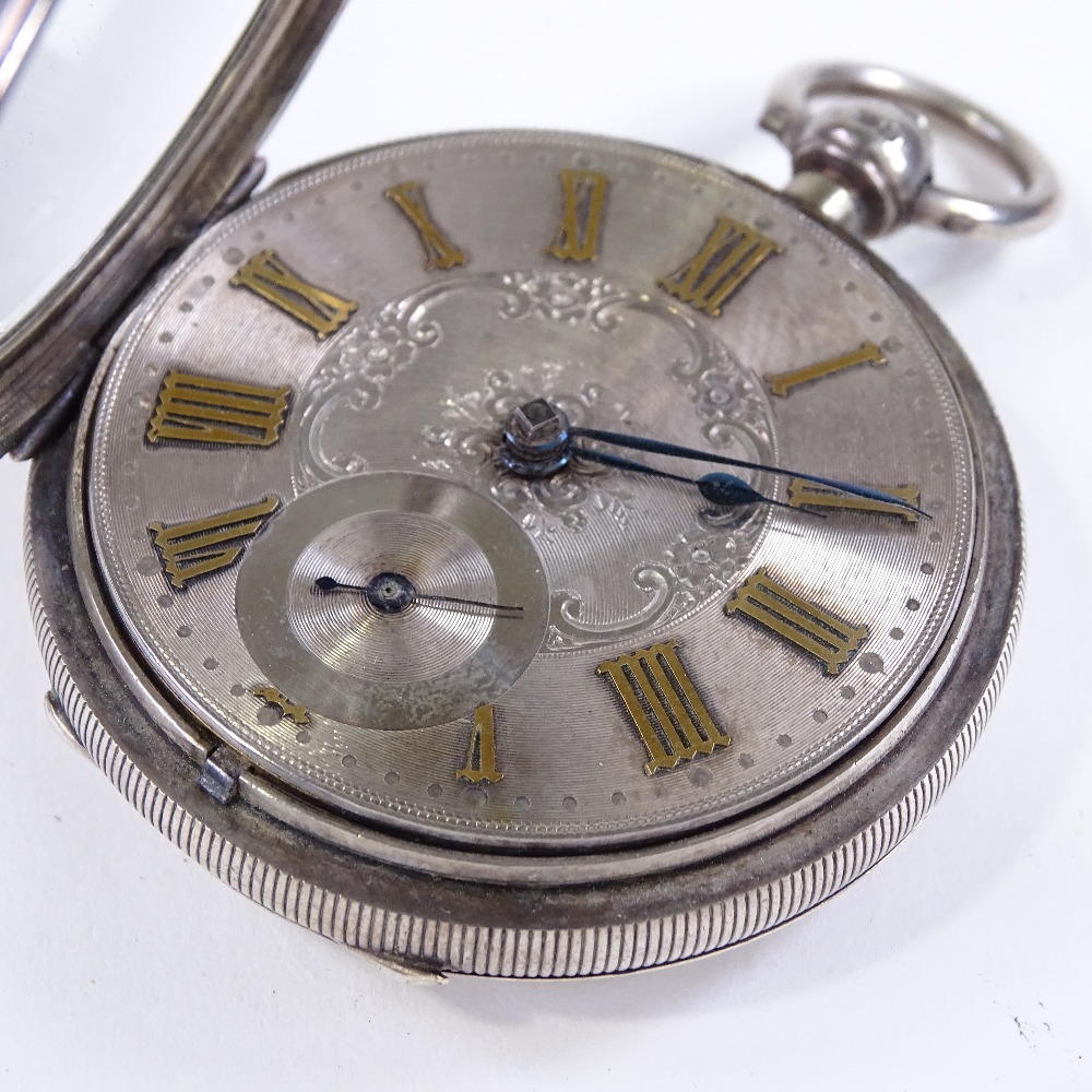 A 19th century silver-cased open-face key-wind lever fusee pocket watch, by William Frame of - Image 4 of 5