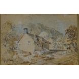 Thomas Girtin (1775 - 1802), watercolour, rural cottage, 3" x 4.5", framed