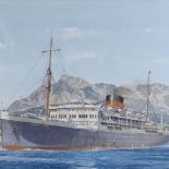 Colin Verity (1924 - 2011), watercolour, passenger ship Winchester Castle leaving Capetown