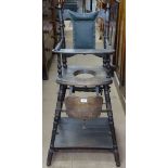An Antique stained beech child's high chair