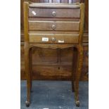 A French oak 3-drawer bedside chest, W38cm