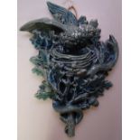 An Antique Majolica bird's nest design wall pocket, height 7"