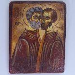 A painted and gilded Russian icon on wood panel, height 7.75"