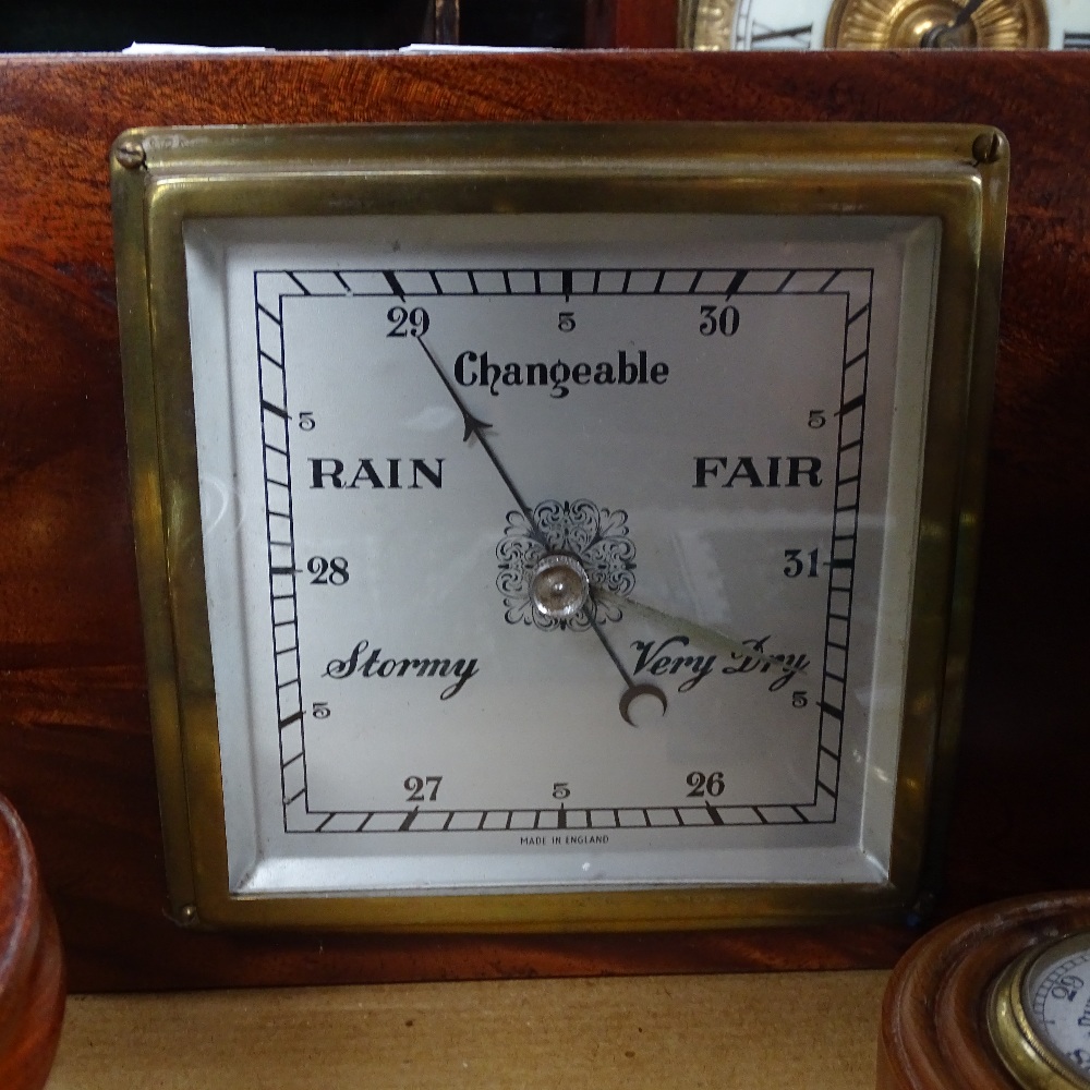 A brass ship's clock, 6.5" diameter overall, 2 barometers etc - Image 2 of 2