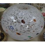 A large mottled glass ceiling light bowl/ornament, 17" diameter