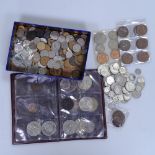 A box of British pre-decimal coinage, including silver, and a wallet of commemorative and other