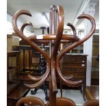 A mahogany bentwood hat and coat stand