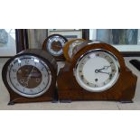 A Smiths walnut-cased mantel clock, and a Smiths oak-cased 2-train mantel clock